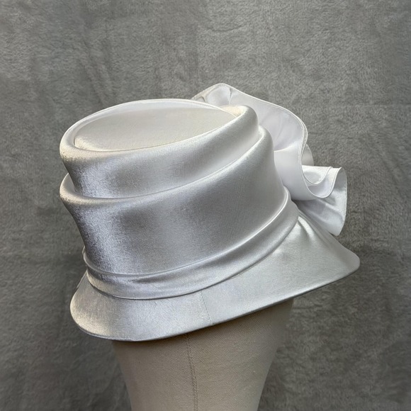 Mr. Hi\'s Hat Cloche Womens Kentucky Derby Church White Ruffle Embroidered Sequin main image 6